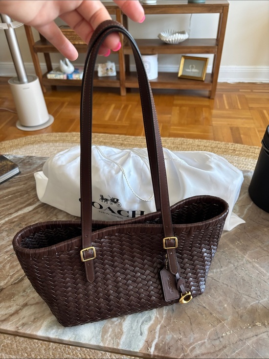 Coach Handbags - COACH Woven Swing Tote Bag – Maple / Chocolate Brown – Style CBF83